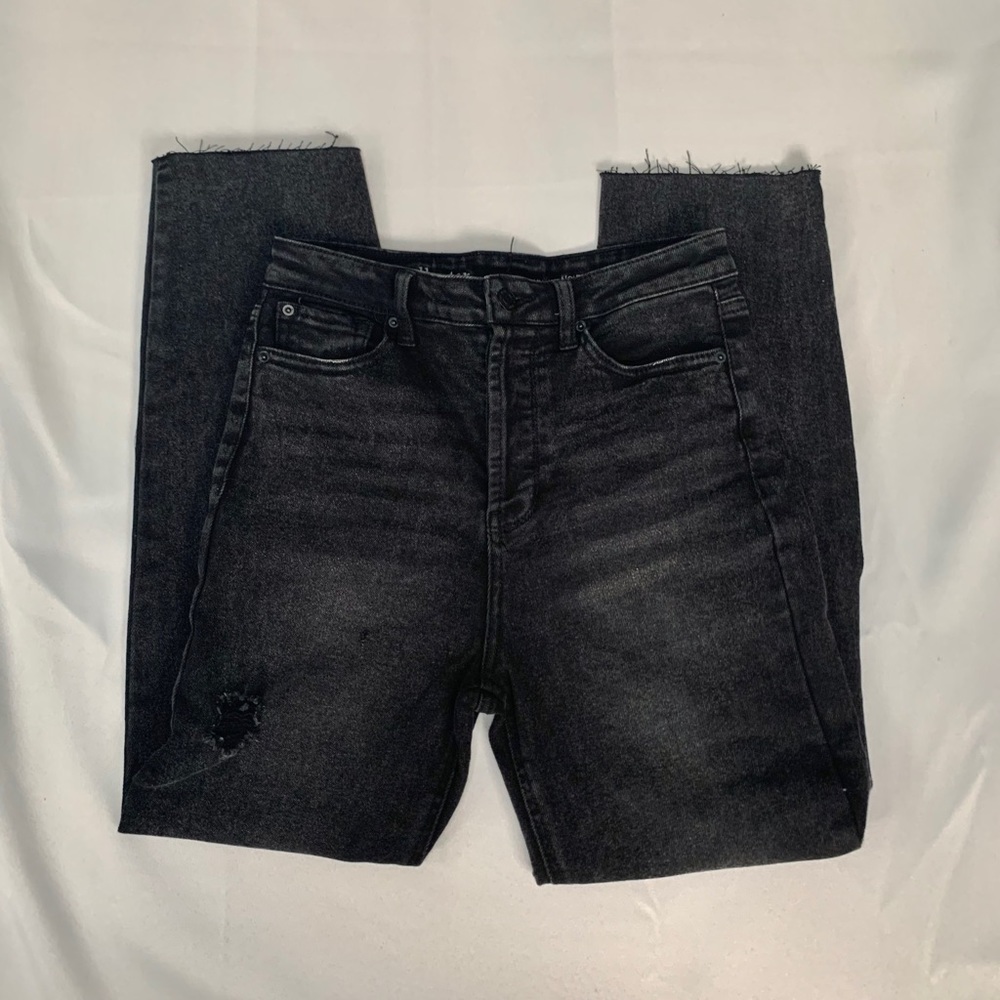 Black high rise straight mom jeans